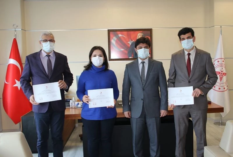 Sinop Plazma Bağışçı Çağrı ve Koordinasyon Merkezi ekibine teşekkür belgesi
