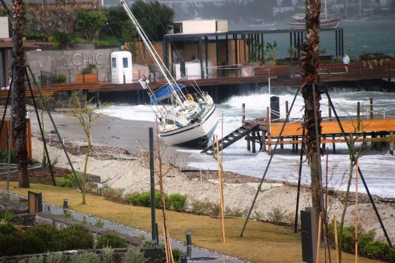 Bodrum’da fırtına kabusu: Balıkçı tekneleri battı, yelkenli gulet karaya oturdu
