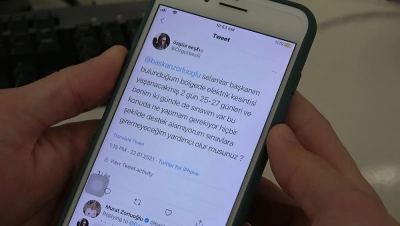 Elektriksiz kalan üniversite öğrencisinin talebini geri çevirmediler, jenatör ile imdadına yetiştiler
