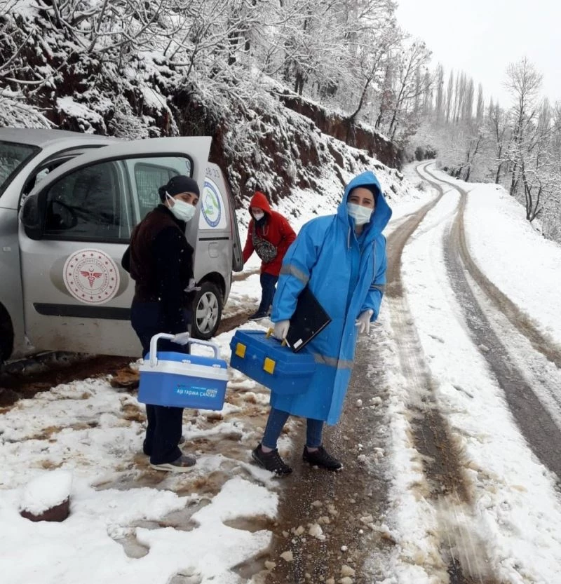 OSMANİYE’DE AŞILAMA ÇALIŞMALARI ZORLU KIŞ ŞARTLARINDA DEVAM EDİYOR