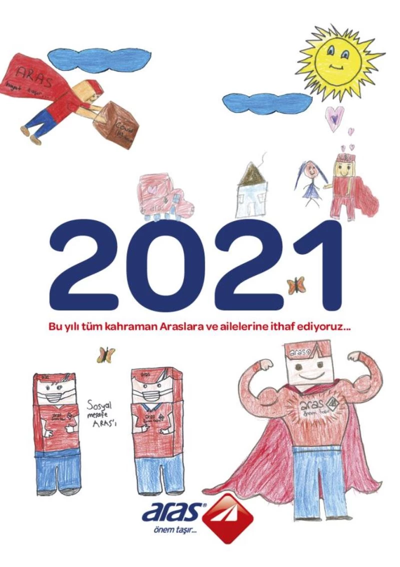 Aras Kargo, 2021 takviminde çalışanlarının çocuklarının çizdikleri resimlere yer verdi