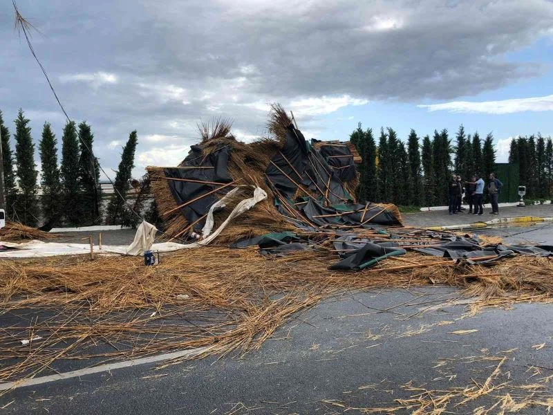 Edremit’te fırtına dalları kırdı, çatıları uçurdu
