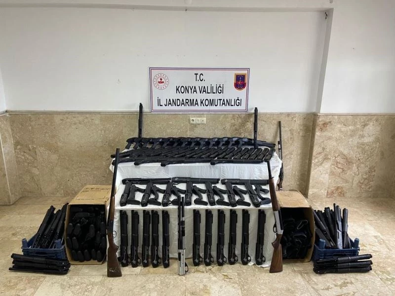 Konya’da usulsüz üretim yapılan tüfek ve parçalar ele geçirildi
