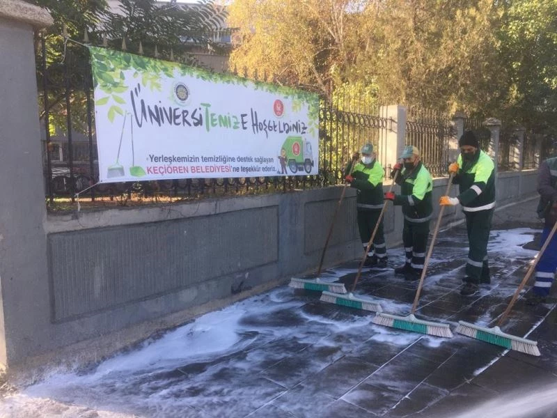 Keçiören Belediyesi’nden üniversitelere hem temizlik hem de dezenfeksiyon hizmeti
