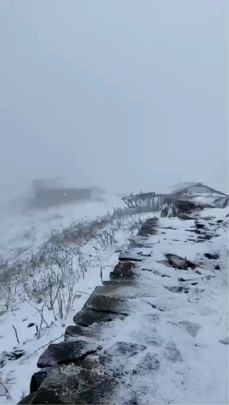 Artvin’in Arhavi ilçesinde bulunan Nopapeni Yaylası’na mevsimin ilk karı düştü
