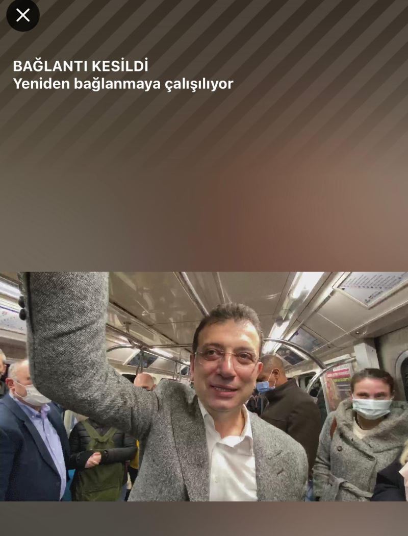 İmamoğlu ‘Metroda internet var’ yayını yaparken bağlantı koptu
