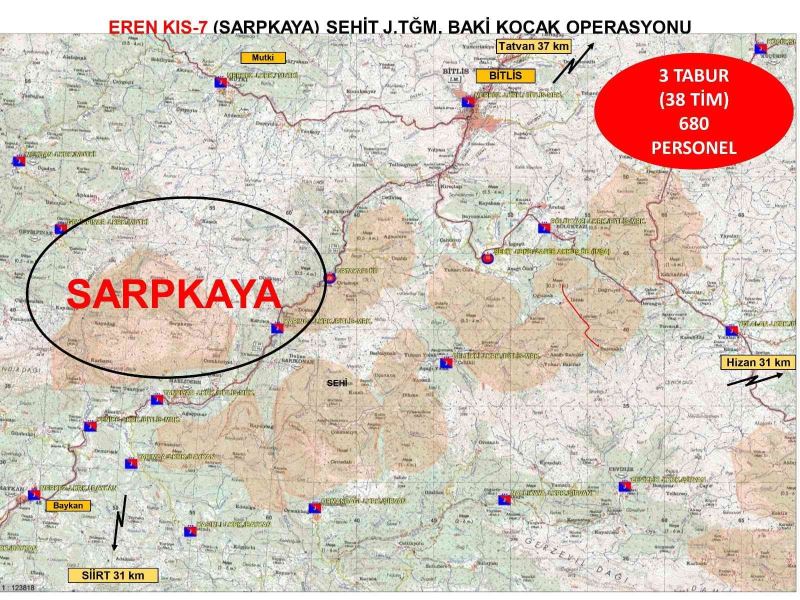 ‘Eren Kış-7 Sarpkaya Şehit Jandarma Teğmen Baki Koçak Operasyonu’ başladı
