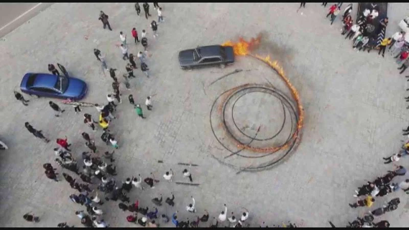  Drift gösterisi bir anda alevli gösteriye döndü
