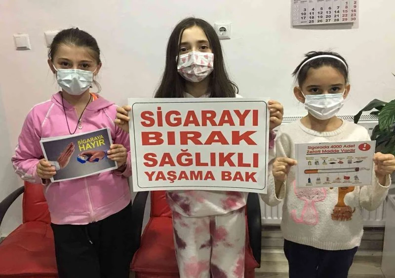 Sigara fabrikası bulunan ilçede minikler sigaraya ’hayır’ dedi
