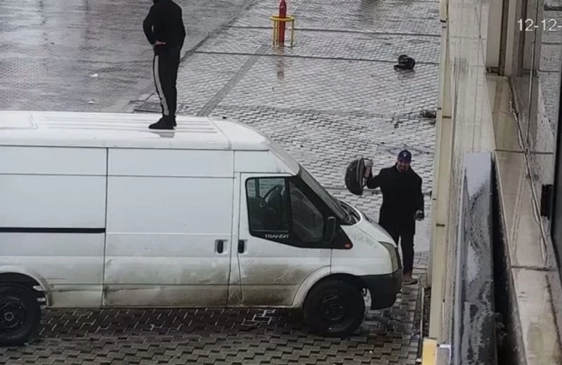 Köpeklerin saldırısından arabanın üstüne çıkarak kaçtı
