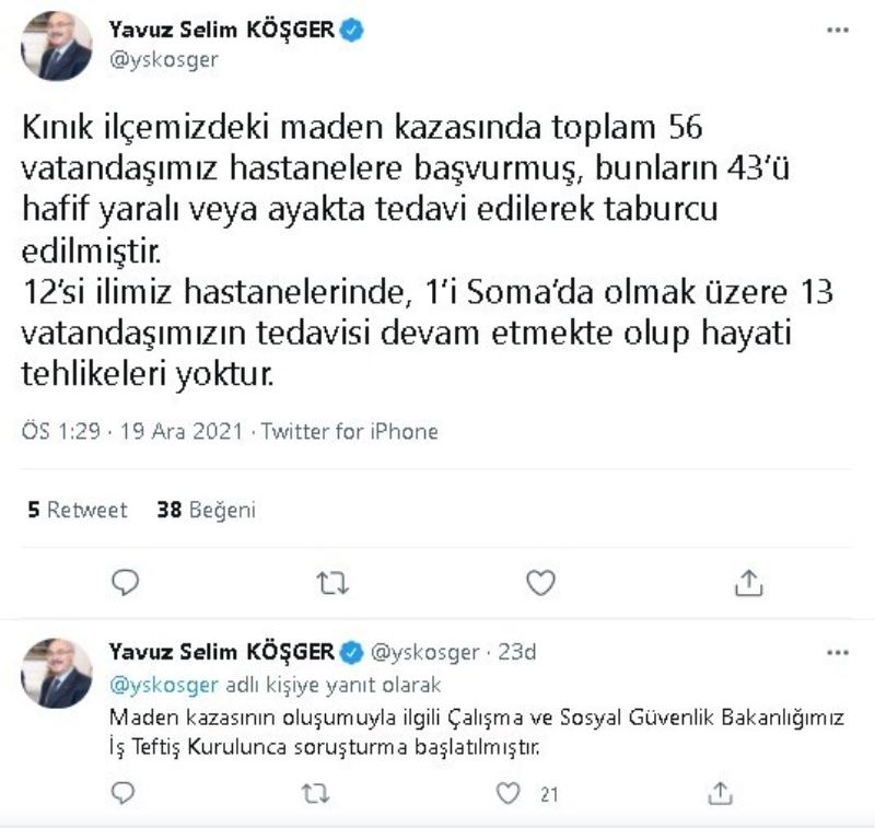 İzmir Valisi Köşger: 