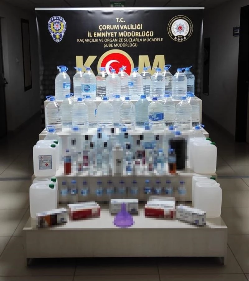 Çorum’da 162 litre sahte rakı ve 5 litre şarap ele geçirildi
