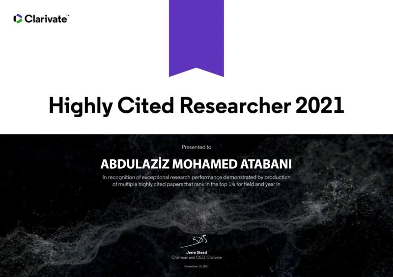 ERÜ’lü Atabani, dünyanın en çok atıf alan araştırmacıları arasında
