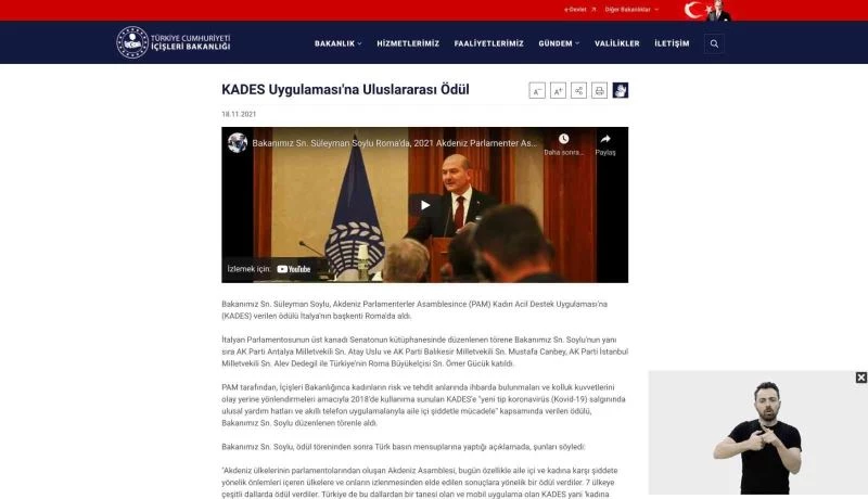 İçişleri Bakanlığı’ndan işitme engellilere özel sayfa
