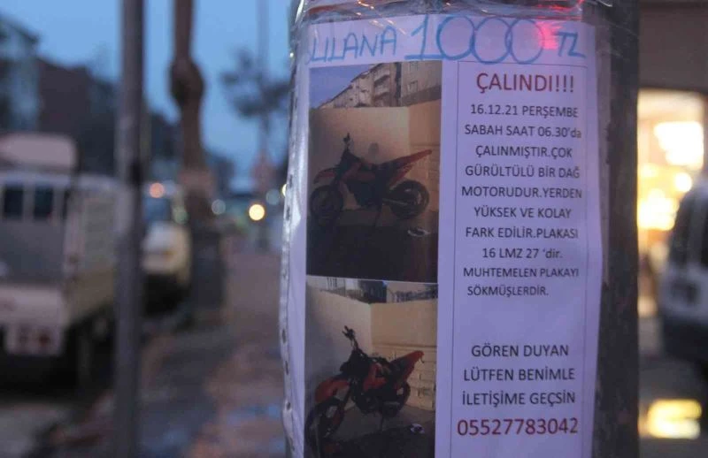 Motosiklet hırsızlığı kamerada, sahibi bulana bin lira ödül verecek

