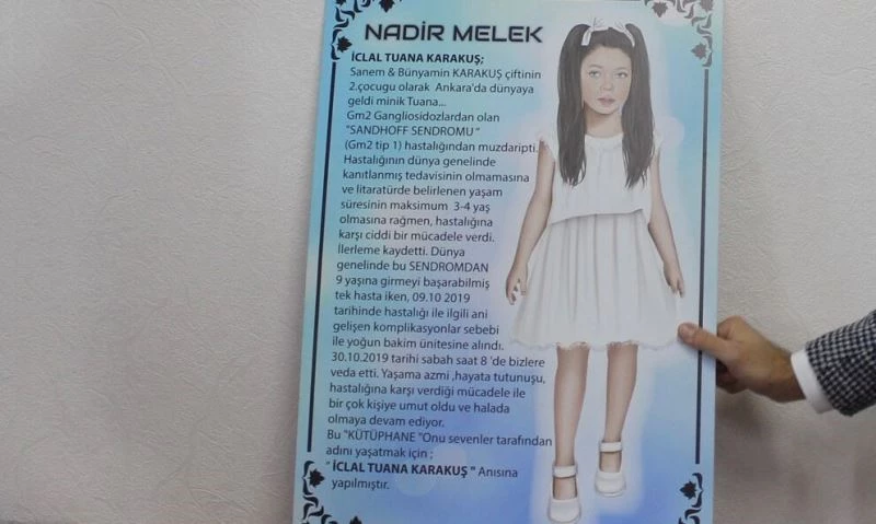 Sandhoff Sendromu’na yenik düşen minik İclal’in ismi ailesinin kurduğu kütüphanede yaşayacak
