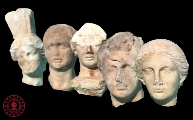 Knidos antik kentinde mermer heykel başları bulundu

