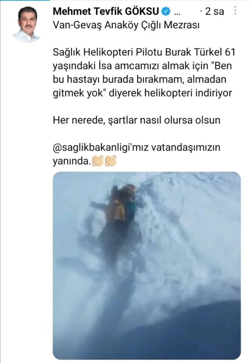 Ambulans helikopter pilotundan alkışlanacak hareket
