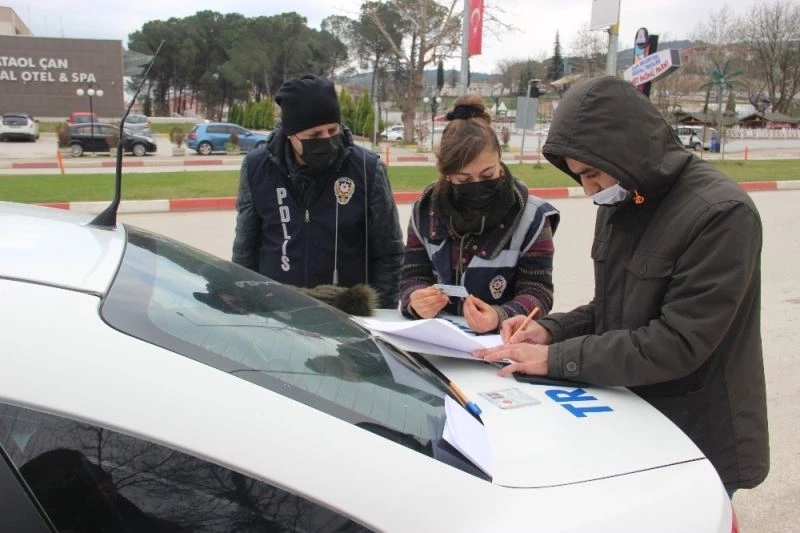 Çan’da sokağa çıkma kısıtlamalarında trafik denetimleri
