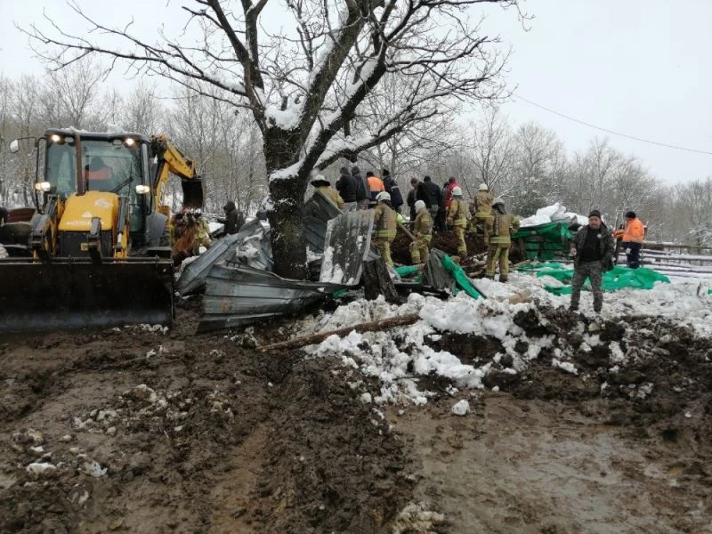 Şile’de hayvanlar çöken ahırın çatısı altında mahsur kaldı

