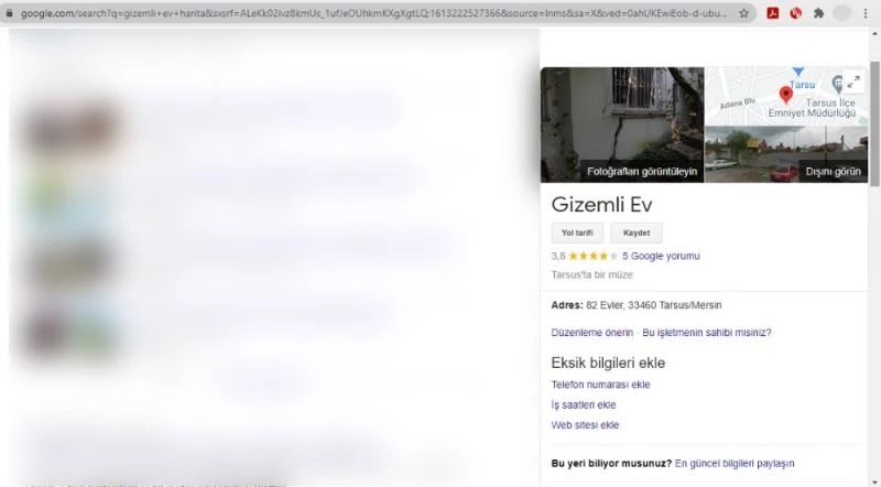 Tarsus’taki kazı evi haritalara 