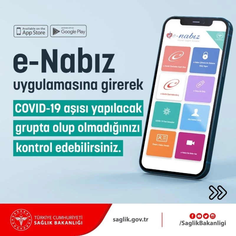 Vatandaşlar aşı yapılacak grupta olup olmadığını e-Nabız’dan veya SMS ile öğrenebiliyor
