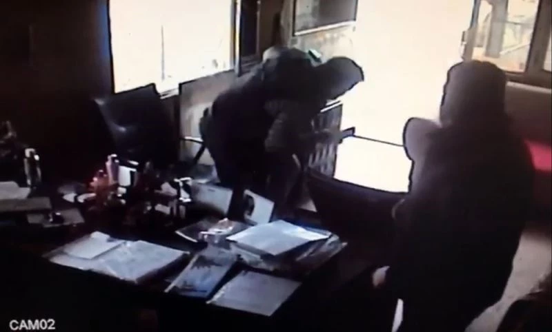 Atmacanın kovaladığı kuş sürüsü bir yazıhaneye daldı
