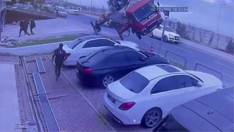 Florya’da dev vinçin devrilmesi kamerada
