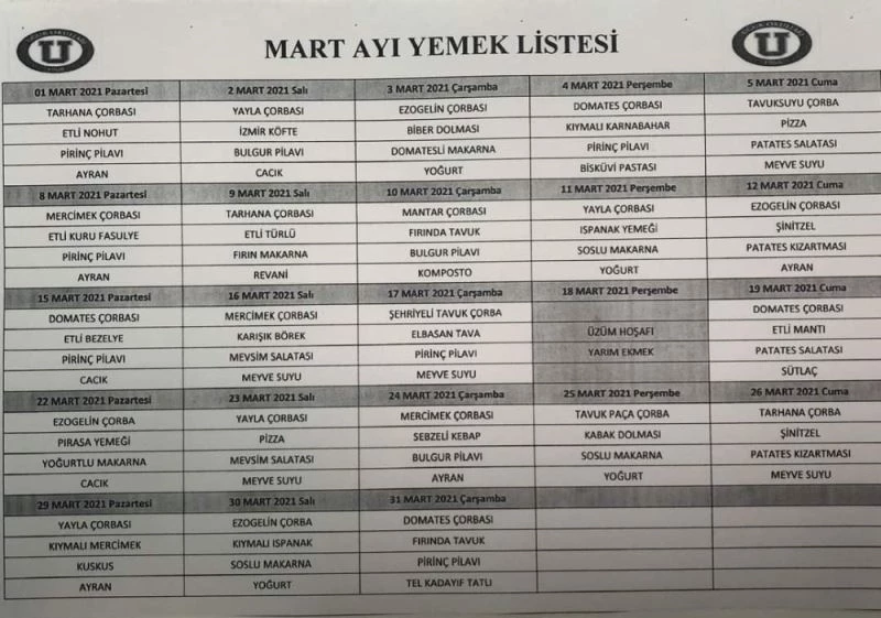 O okulun menüsü ekmek ve üzüm hoşafı oldu
