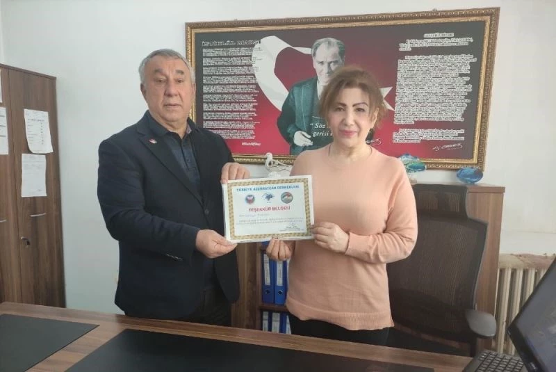 Ünsal’dan Parlar’a teşekkür belgesi
