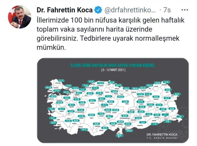 Denizli’de vaka sayısı 100 binde 41.50
