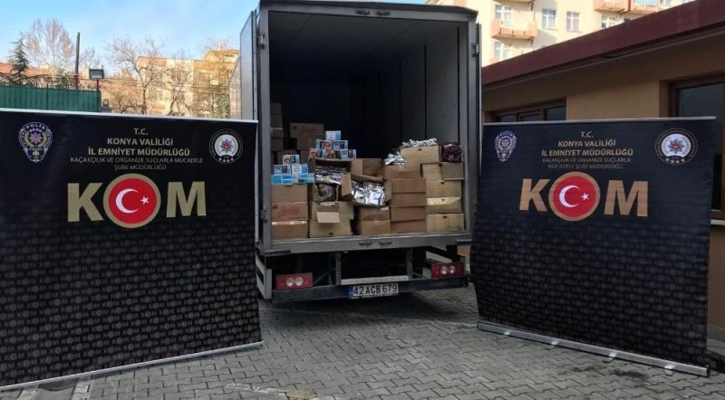 Konya’da 2 ton 713 kilo kaçak nargile tütünü ele geçirildi
