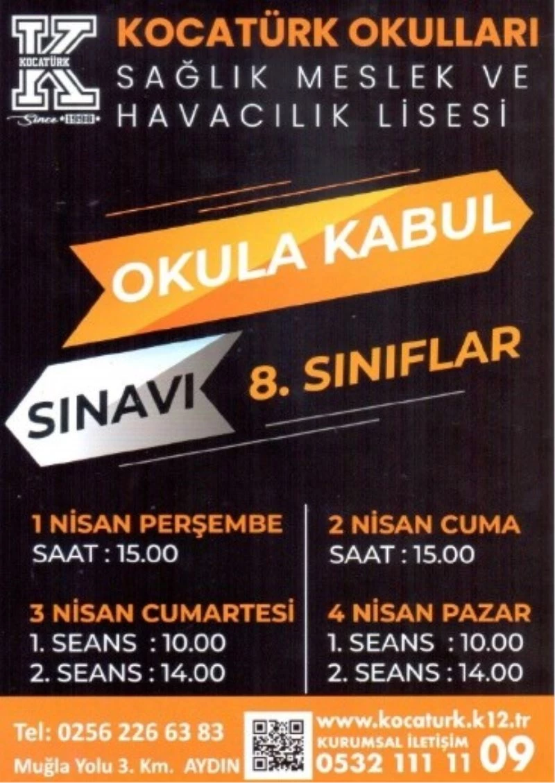 Aydın Özel Kocatürk Lisesi Bursluluk sınavlarının tarihlerini açıkladı
