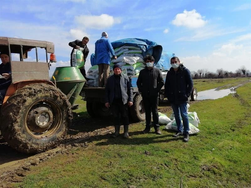 Meralarda gübreleme devam ediyor

