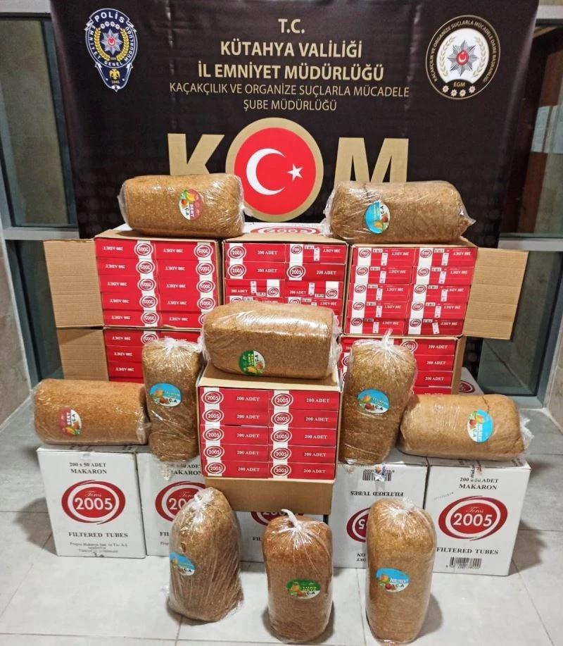 Kütahya’da kaçak tütün ve sahte bandrollü makaron operasyonu
