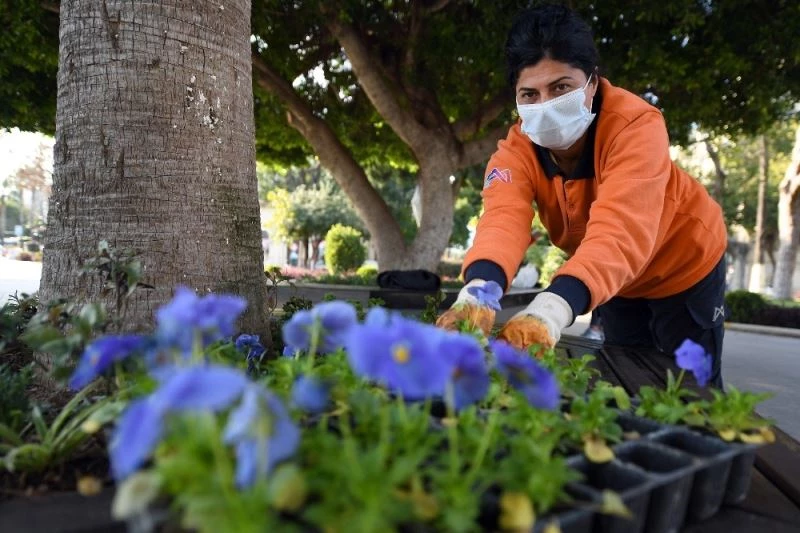 Mersin rengarenk çiçeklerle donatılıyor
