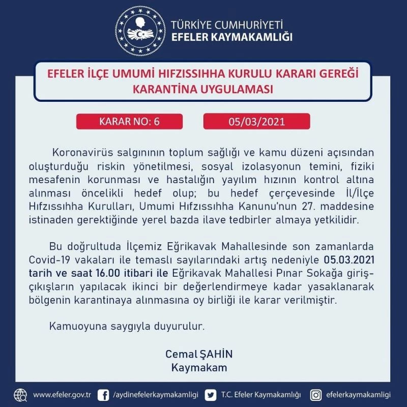 Artan vaka sayıları karantinayı beraberinde getirdi
