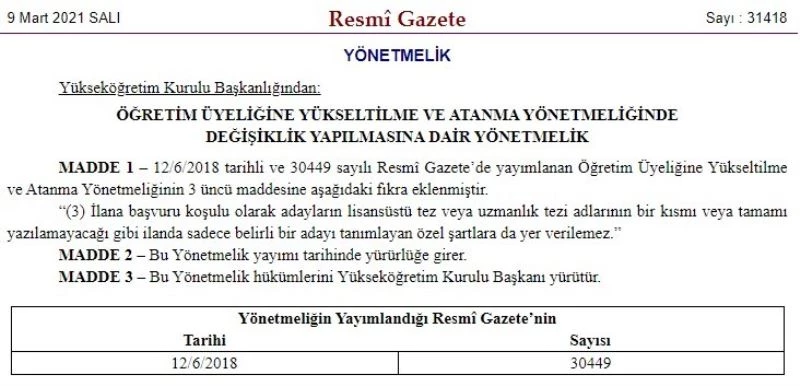 YÖK’ten üniversitelerin akademisyen alımlarında 