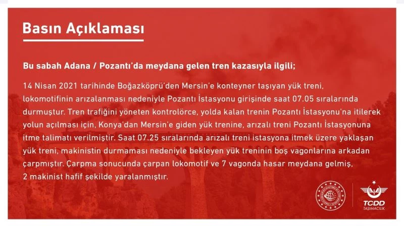 TCDD’den tren kazasıyla ilgili açıklama
