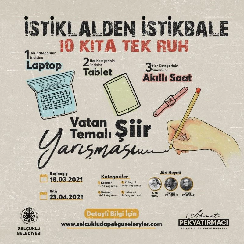Selçuklu Belediyesi İstiklal Marşı’nın kabulüne ithafen 4 alanda yarışma düzenliyor

