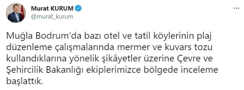 Bakan Kurum: 