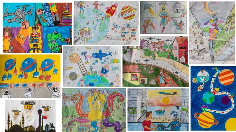 23 Nisan kapsamında çocuklar geleceğin kargocularını çizdi
