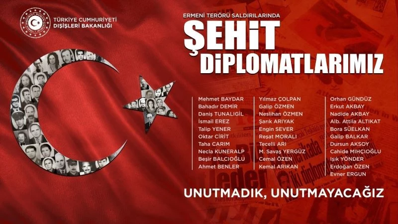 Dışişleri’nden Ermeni terörü saldırılarında şehit olan diplomatlar için paylaşım
