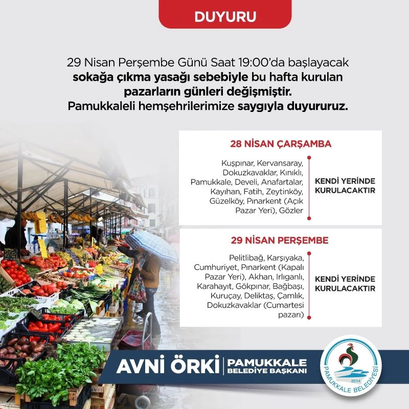 Pamukkale’de pazarların günü yeniden düzenlendi
