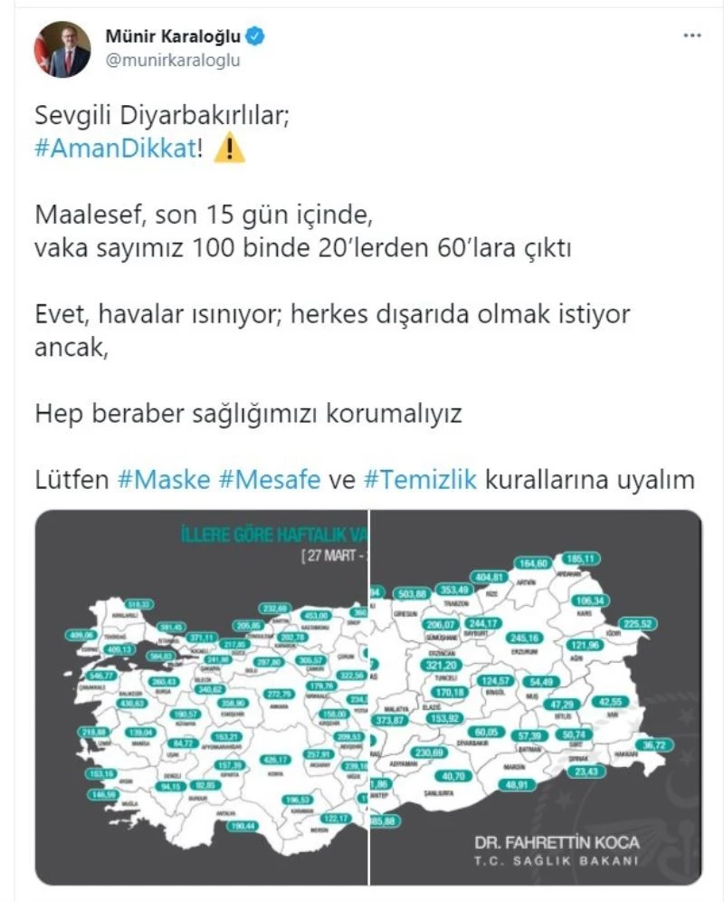 Vali Karaloğlu’ndan ‘Aman dikkat’ uyarısı
