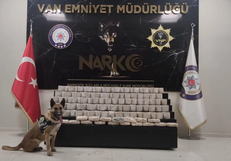Araziye gizlenen 61 kilo eroini narkotik köpekleri buldu
