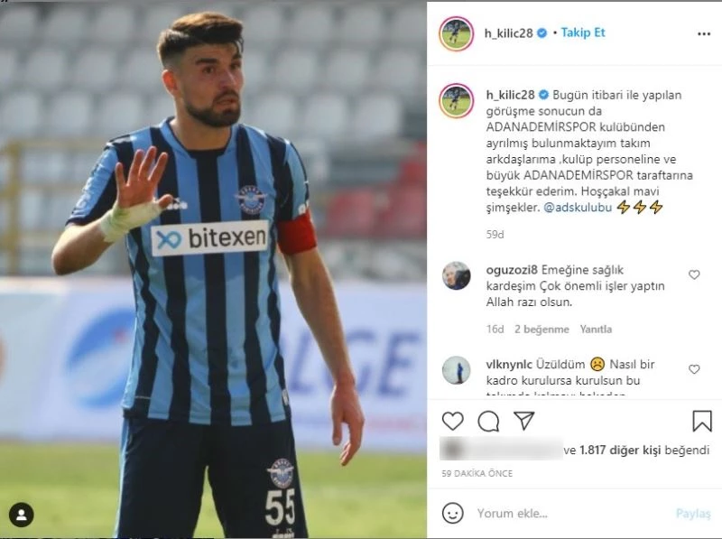 Adana Demirspor’un golcüsü Hasan Kılıç takımdan ayrıldı
