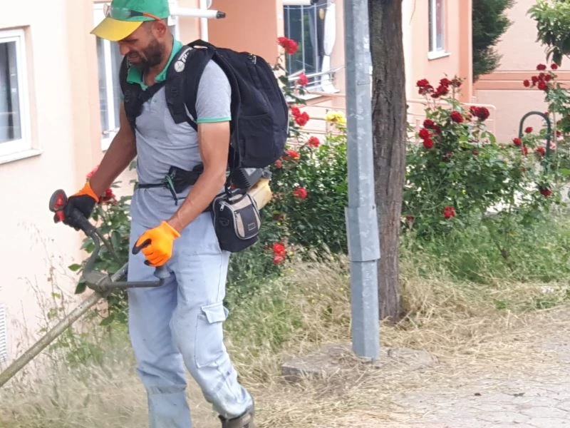 Park ve bahçelerdeki yabani otlar temizleniyor
