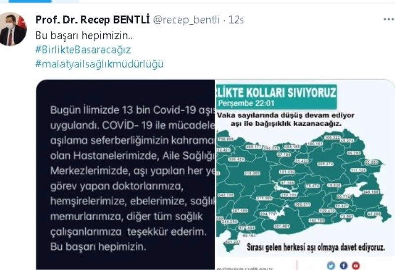 Vaka sayısı en çok azalan illerden biri olan Malatya’da aşı daveti
