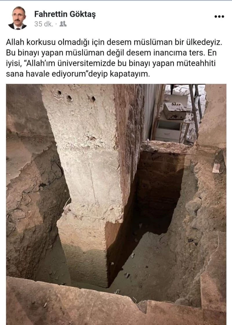 Kayık kolonu gören rektörden tepki: “Allah’ım bu binayı yapan müteahhidi sana havale ediyorum”
